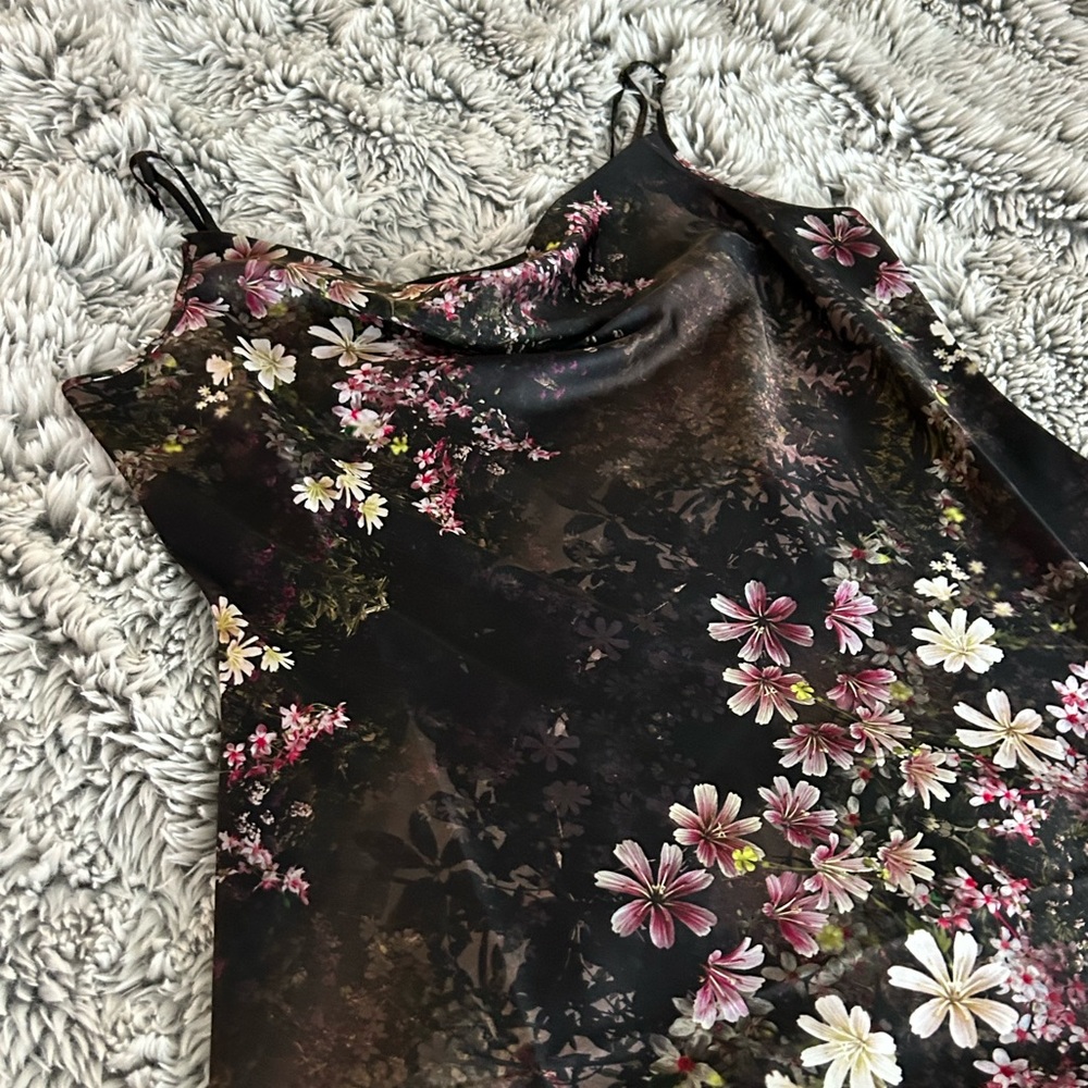 All Saints Floral Slip Dress - Black and Pink - Picture 3 of 11